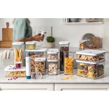 Fresh & Save Cube Vakumlu Saklama Kabı 3m, 21 Santimetre, Şeffaf Akdeniz Mavisi Açık Ahşap