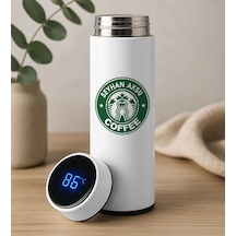 Bk Gift Kişiye Özel İsimli Coffee Tasarımlı Filtreli Dijital Göstergeli Beyaz Çelik Termos-8, Arkadaşa Hediye, Sevgiliye Hediye, Yeni İş Hediyesi