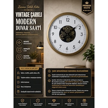 Vintage 60 Cm Çarklı Modern Duvar Saati Eskitme