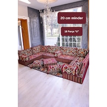 Otantik Şark Köşesi Takımı Bordo Anadolu 18 Parça 20 Cm Süngerli Kilim Ve Puf Dahil Sedir Seti