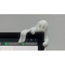 Bezos 3d Baskı Monitör Kenarı Hayalet Figürü Masaüstü Dekoratif Hayalet Cadılar Bayramı Ekran Süsü Beyaz Dmc