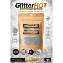 Ütü İle Yapışan Toz Sim, 75 Gr, Elbise Tişört Kumaş Simi Gümüş, İnce Taneli 0,4mm