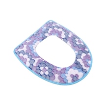 Mavi Su Geçirmez Evrensel Büyük Çiçek Mercan Kadife Klozet Minderi Velcro Klozet Kapağı Ev Klozet Kapağı