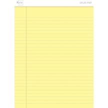 Letter Boyut 216 X 297mm , Sarı Renkli Legal Pad, Notluk, Notepad, Defter, 50 Yaprak, Geniş Sa