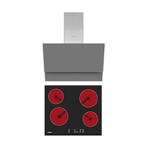 Simfer QS Gri Elektrikli 2'li Ankastre Set (Elektirikli Ocak + Davlumbaz)