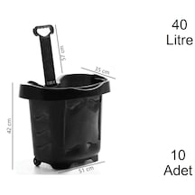 40 Litre 2 Tekerlekli Plastik Alışveriş El Sepeti Siyah 10 Adet / En:51 Boy:35 Yükseklik:42 Cm