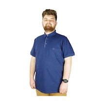 Mode Xl Erkek Tshirt Polo Yaka Cepli Klasik Pike 20552 Indigo 001