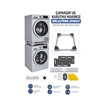 Antrasit / Samsung Çamaşır Ve Kurutma Makinesi Uyumlu Ara İstif Kiti Krom Metal