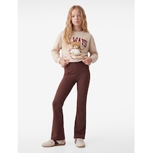 Koton Beli Lastikli Slim Fit İspanyol Paça Tayt Kahverengi 7wkg40036ak Kahve