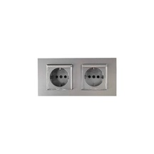 Asyagrup Ovivo Silver İkili Set - Kapaklı Topraklı Priz