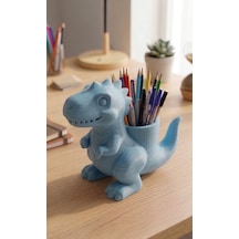 Sevimli Dinozor Figürlü T-rex Masa Üstü Düzenleyici Kalemlik 3d Tasarım Çocuk Ve Ofis Organizer 25cm