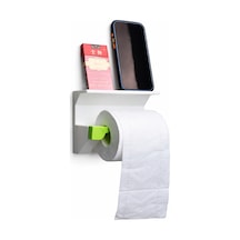 Raflı Duvara Monte Tuvalet Kağıdı Askılığı Telefon & Yedek Rulo Koyma Alanlı Modern Banyo Aparatı Çok Renkli