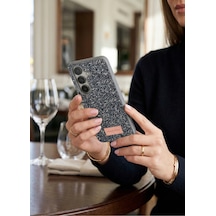 Samsung Galaxy S26 İçin Uyumlu Parlak Mozaik Taşlı Simli Tasarımlı Diamond Lüks Kapak