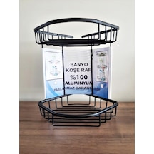 Aüminyum İki Gözlü Banyo Köşelik Şampuanlaık Ömür Boyu Paslanmaz Siyah-oscr Çok Renkli