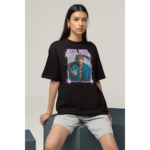 Justin Bieber Baskılı Unisex Oversize Şarkıcı Tişört Siyah