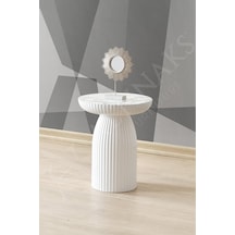 Diamond Sehpa,bohem Sehpa, Tekli Sehpa,yan Sehpa,zigon Sehpa - Beyaz & Beyaz Mermer Desenli Beyaz & Beyaz Mermer Desenli