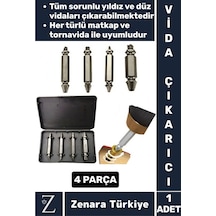 Dayanıklı Matkap Tornavida Uyumlu Hasarlı Paslı Kırık Yamuk Vida Sökme Çıkarma 4 Farklı Uçlu Set
