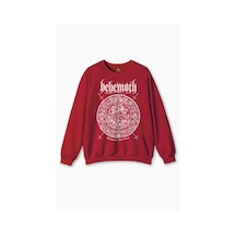 Bisiklet Yaka Sweatshirt Behemoth Metal Rock Kuru Kafa Skull Baskılı Kırmızı Sweat Kırmızı Bisiklet Yaka Sweatshirt Behemoth Metal Rock Kuru Kafa Skull Baskılı Kırmızı Sweat Kırmızı