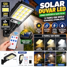 3 Farklı Işık Modlu Güneş Enerjisiyle Şarj Olan Dış Mekan Uyumlu Kumandalı Solar Duvar Ledi 31478037