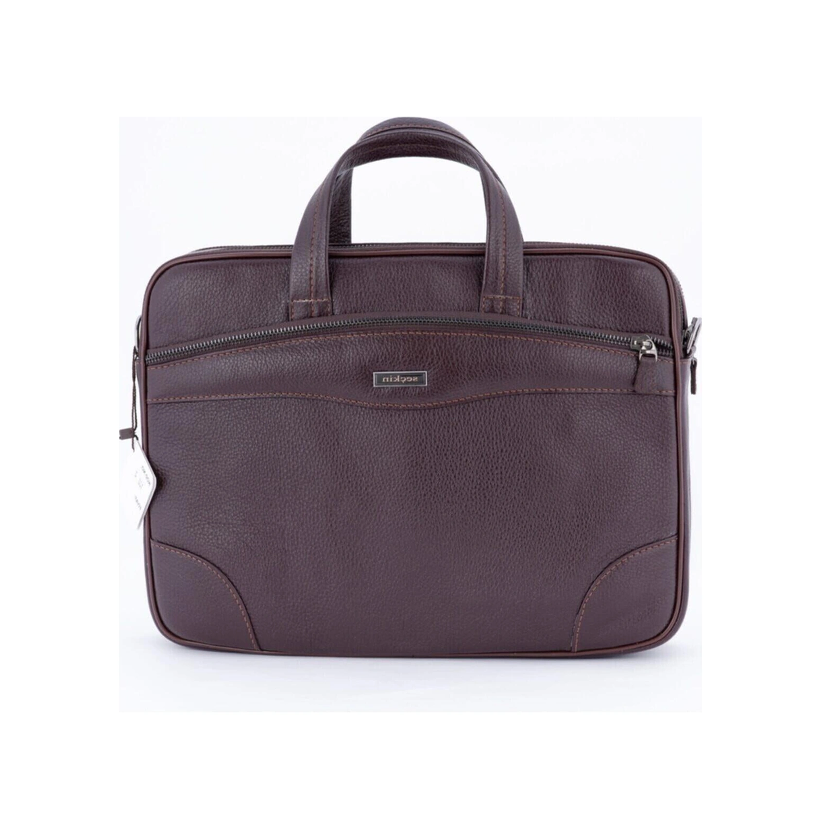 123 Model 1. Sınıf Hakiki Yatay Deri Evrak Çantası-117373 Siyah