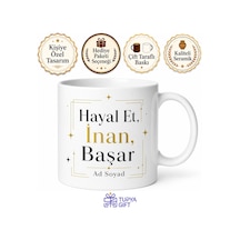 Dream Believe Achieve Baskılı Hayal Et İnan Başar İngilizce Motivasyon Kupa Hediye Beyaz / Çok Renkli