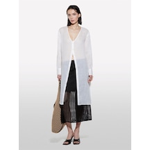 Sisley %100 Rami Manşetli V Yaka Uzun Gömlek Kadın Beyaz Gömlek - 325p5xjzlq096 Krem
