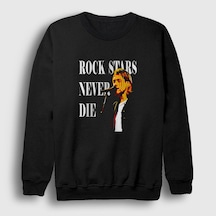 Presmono Unisex Never Nirvana Kurt Cobain Sweatshirt Siyah
