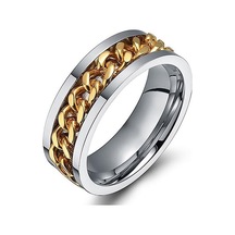 Novahub Altın Punk Erkek Kadın Unisex Paslanmaz Çelik Zincir Kakma Parmak Yüzük Band Takı Hediye 13 Altın - 13 Altın