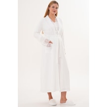 Mecit Pijama Mecit 6331 Ekru Sabahlıklı Lohusa Gecelik Takım