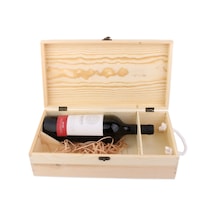 Suntek 35 19 10 Cm Çift Şişe Ahşap Şarap Kutusu Taşıyıcı