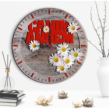 Dekoratif Canım Annem Tasarımlı Ahşap Duvar Saati - 5 Çok Renkli