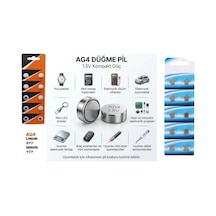 Ag4 1.5v Düğme Pil Lr626-lr66 Saat Pili Hesap Makinesi Elektronik Cihaz Pili - 10 Adet