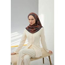 Silk Home Viskon Velora Eşarp Antrasit-taba Desenli Kaymaz Tok Duruşlu 90x90 Çok Renkli