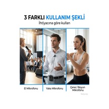 Bezos Uhf Kablosuz Mikrofon Seti El Yaka Ve Boyun Mikrofonlu 6.5mm Alıcılı 3.5mm Çeviricili Profesyonel Dmc