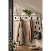 Sulorahome 5'li Duvar Askılığı Beyaz 80 Cm Beyaz Mermer