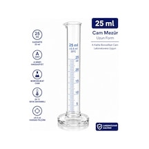 Cam Mezür Uzun Form A Kalite Borosilikat 25 ML 1 Adet