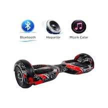 Elektrikli Kaykay Hoverboard Bluetooth Hoparlörlü 6.5 Inch Otomatik Akıllı Denge RS-S5 -Red Extreme Grafiti
