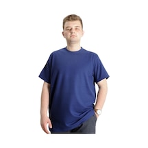 Mode Xl Büyük Beden Erkek T-Shirt Bisiklet Yaka Waffle 20033 Indigo 001