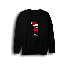 Among Us Yeni Yıl Noel Baba Happy New Year Baskılı Sweashirt Siyah