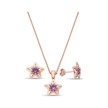 Argentum Concept 925 Ayar Gümüş Mor Taşlı Rose Yıldız Set - 67018802