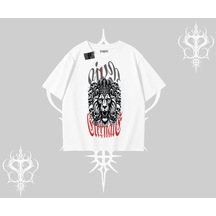 Tarzsokak Oversize Tshirt Crowned Lion Rock Authority Myth Beyaz