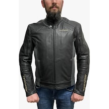 Venom D2 Yeni Seri Hakiki Deri Siyah Mont Impactec Korumalı Motorcu Ceketi Kalıplar Dardır