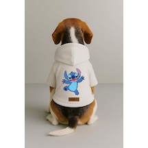 Baskılı İçi Polarlı Köpek Ve Kedi Kıyafeti & Elbisesi - Beyaz Renk Kapüşonlu Hoodie Bfa31 2