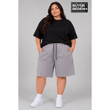 Superlife Süperlife Büyük Beden Kadın Bağcıklı Şort Spr26bsrk592 Açık Gri