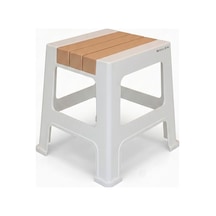 Küçük Boy Kaymaz Tabanlı Ev Ofis Taburesi - 120 Kg Taşıma Kapasiteli Kaymaz Banyo Taburesi - Çocuk Taburesi - 31x35x35 Cm Turuncu Açık Bej