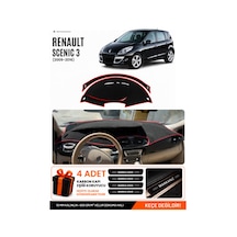 Renault Scenıc 3 2009-2016 Uyumlu Torpido Örtüsü, Torpido Kılıfı - Siyah-kırmızı - Re045
