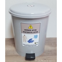 25 Lt Maske Eldiven Tek Kullanımlık Tulum Atık Kovası Gri