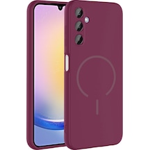 Galaxy Uyumlu A25 Kılıf M-safe Şarj Özellikli Klfs Meta Kapak - Mürdüm Mürdüm