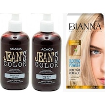 Jeans Color Saç Boyası Koyu Kızıl 250 ml 2 Adet ve Bianna Saç Açıcı
