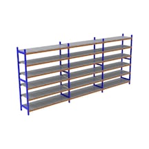 6 Katlı 3'lü Depo Rafı - 300-350 Kg Taşıma Kapasiteli Hafif Rack Raf 50x120x250 Cm Gri